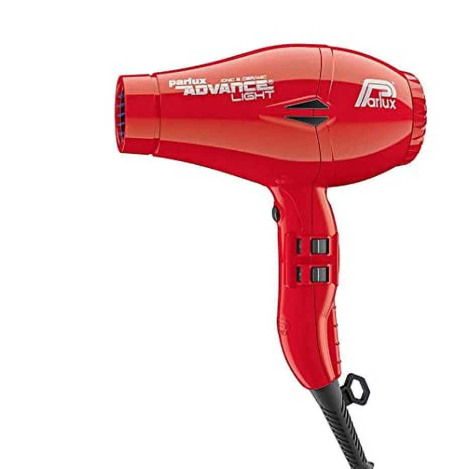 Parlux Advance Light RED Ionic and Ceramic Hair Dryer and M Hair Designs Hot Blow Attachment Black (Bundle - 2 items)