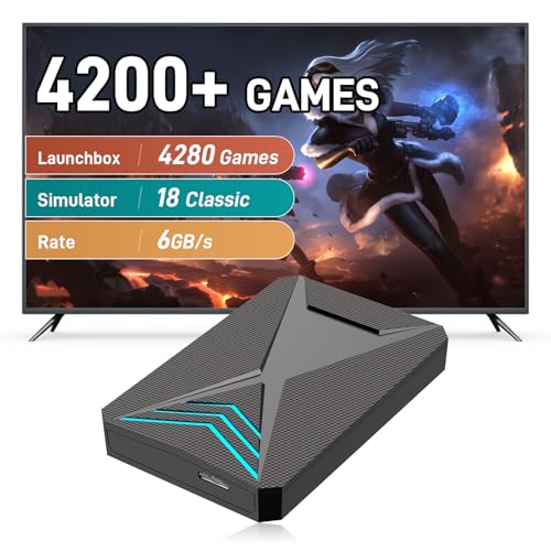 Retro Game Console Hard Drive 2T, Retro Drive with 18 Emulator Console, 4280 Plug and Play Video Games for PC, Launchbox Hard Drive Emulator, USB 3.0, Hyper Base Lbox