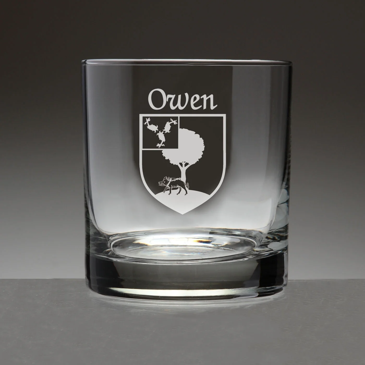 Owen Irish Coat of Arms Tumbler Glasses - Set of 4 (Sand Etched)