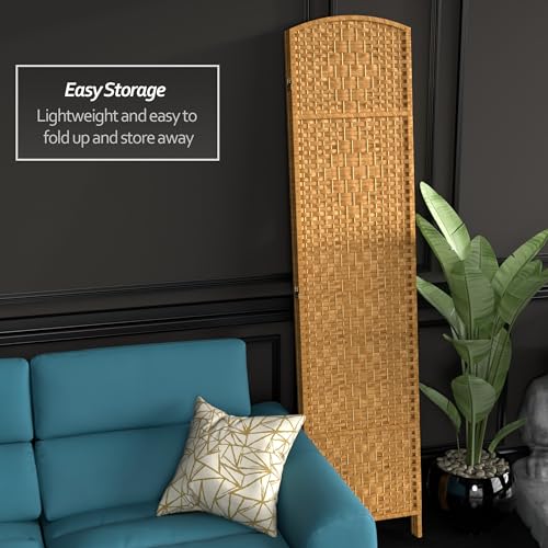 Red Lantern 7 ft. Tall Diamond Weave Dark Beige-6 Panels Room Divider