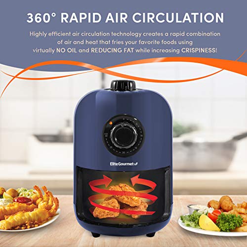 Elite Gourmet EAF0852SS 8.5Qt. Capacity Air Fryer Oven, Air Fry, Broil, Toast, Bake & Broil with Convection, Time and Temperature Controls, 800-Watts, Includes 25 Delicious Recipes, Stainless Steel