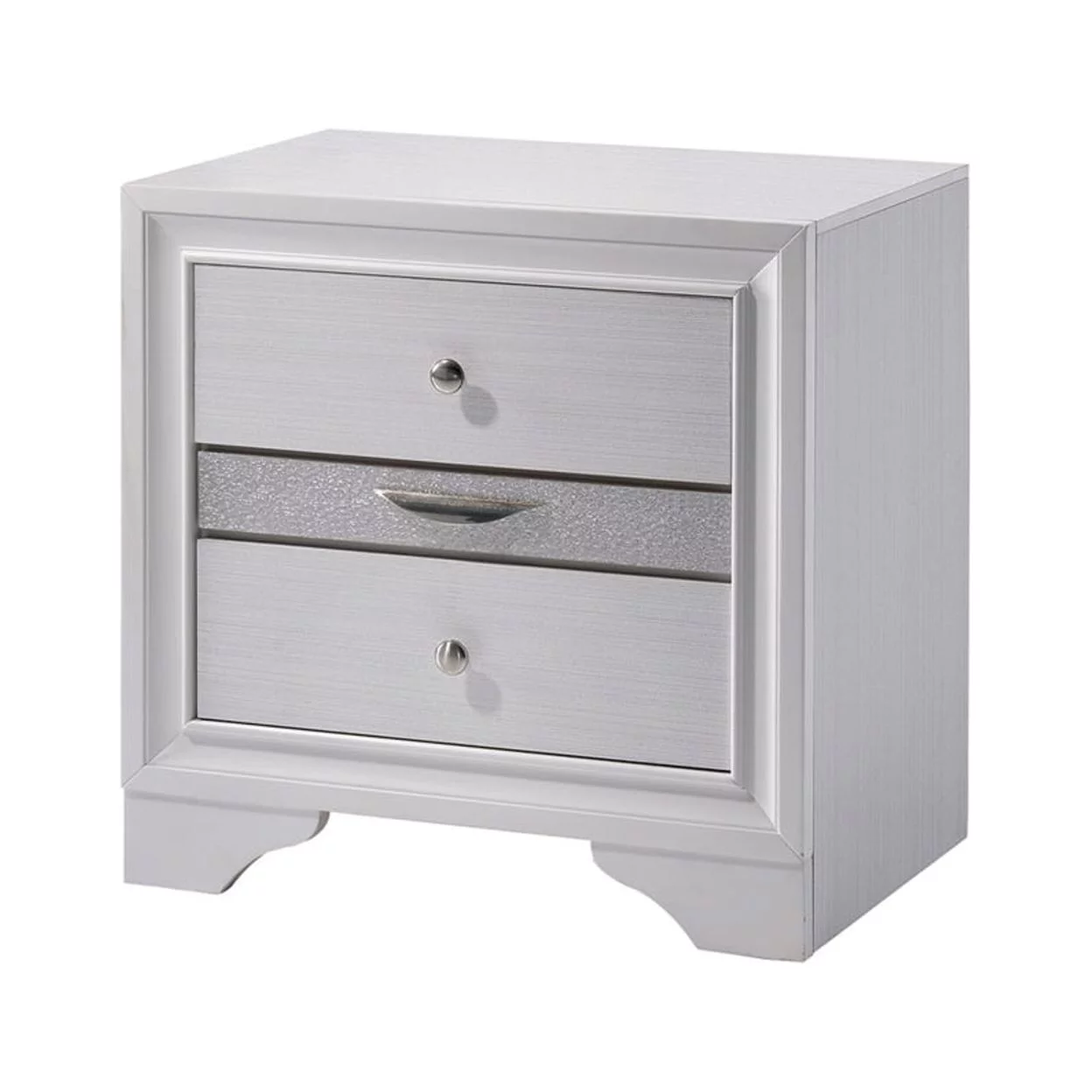 Furniture of America Contemporary Solid Wood Night Stand With Jewelry Drawers, White