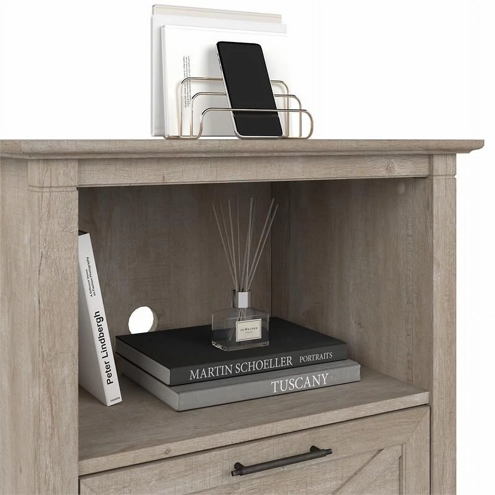 Urbanpro Lateral File Cabinet with Shelf in Washed Gray - Engineered Wood
