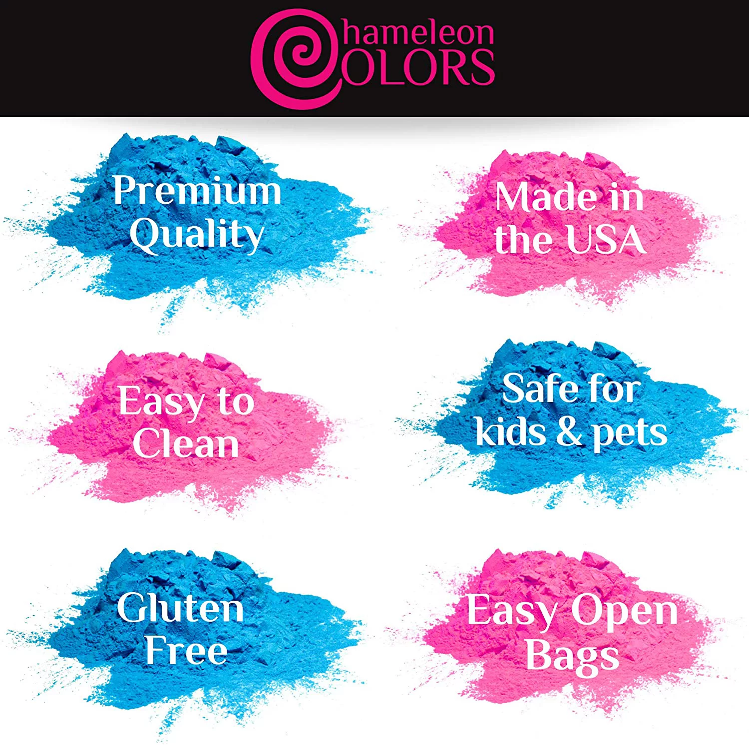 Chameleon Colors Gender Reveal Powder - Blue and Pink Color Powder for Photography, Baby Gender Reveal, Burnout, Birthday Party, Color Fun Run, Holi Festival, and More - 2 Pack of 1 lb. Bags