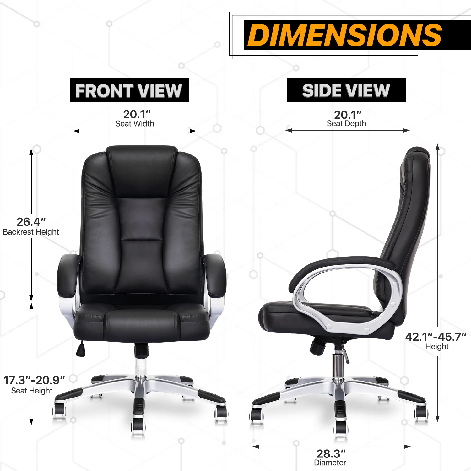 MoNiBloom Executive Office Chair + Carpet Mat, Deep Tilt Swivel High-Back with Ergonomic Lumbar Support, Black