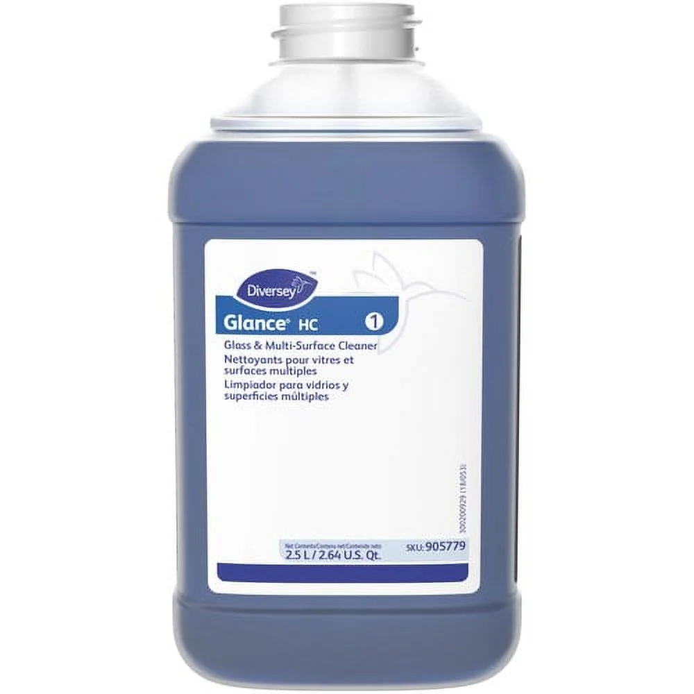 Diversey Glance HC Glass/MultiSurface Cleaner Concentrate Liquid - 84.5 fl oz (2.6 quart) - Ammonia ScentBottle - 1 Each - Blue
