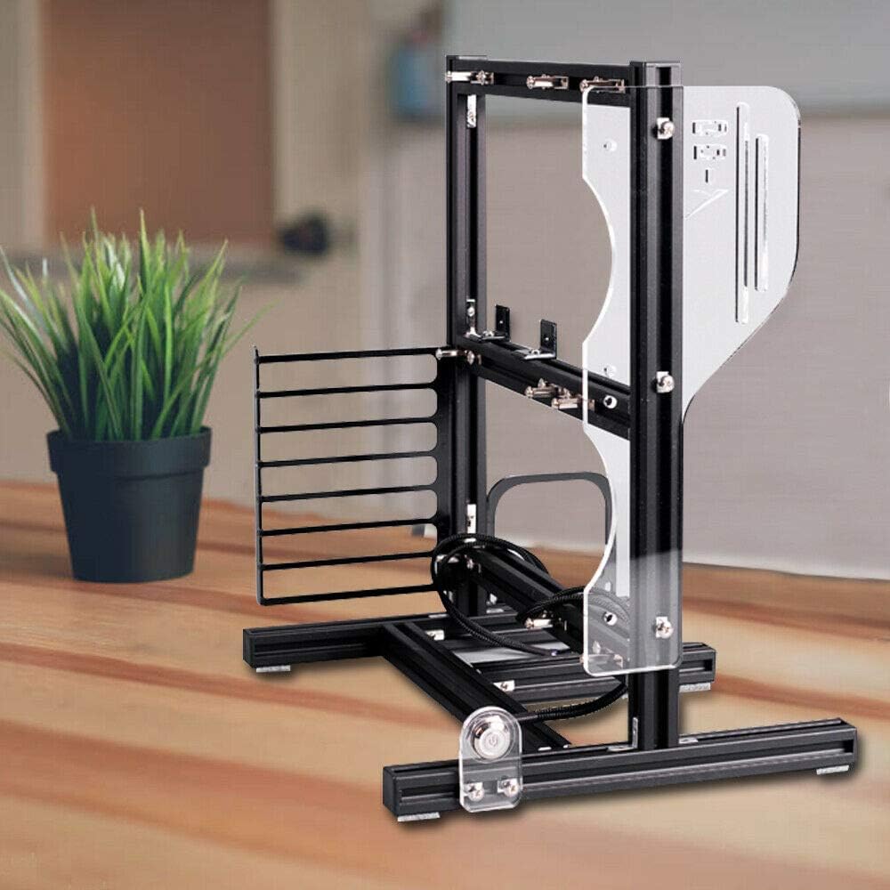 ITX (17 x 17cm) ATX MATX PC Motherboard Case Frame, Open Bare Metal Air Water Cooling Fan Stand Chassic Test Bench Vertical Rack Computer Board Overclocking Heat Dissipation(Vertical Black)