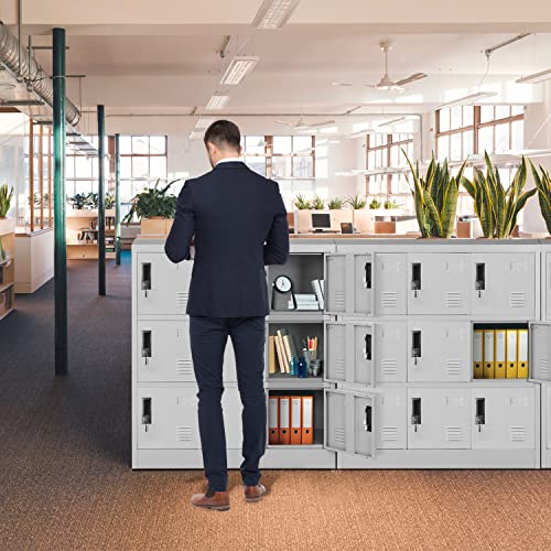 Greenvelly 9 Door Storage Locker for Employee, Metal Locker for Office, Gym, Shool,Lockable Black Steel Locker with Lock and Card Slot for Home,Garage