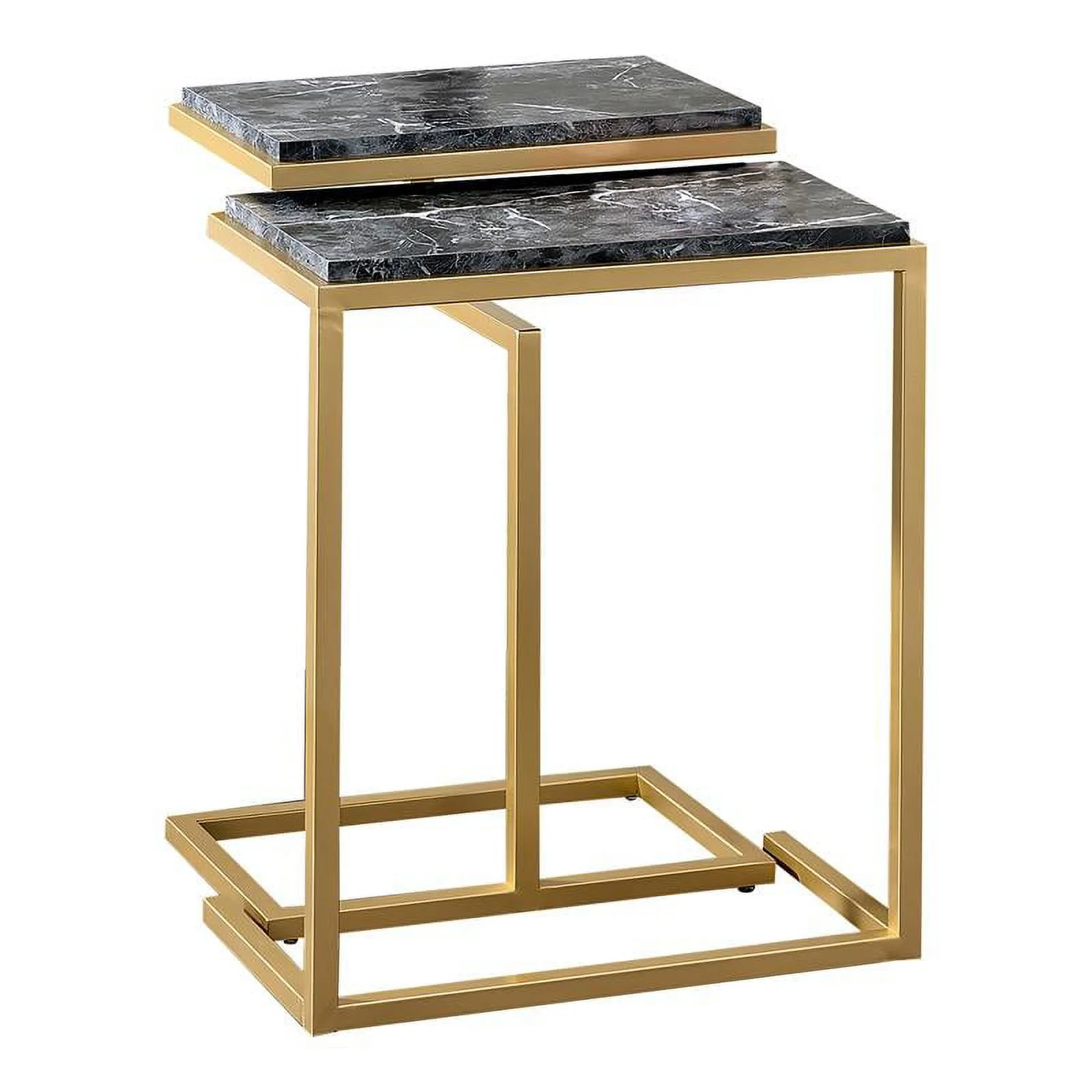 Furniture of America Gorvaire Contemporary Metal 2-Piece Nesting Table in Black