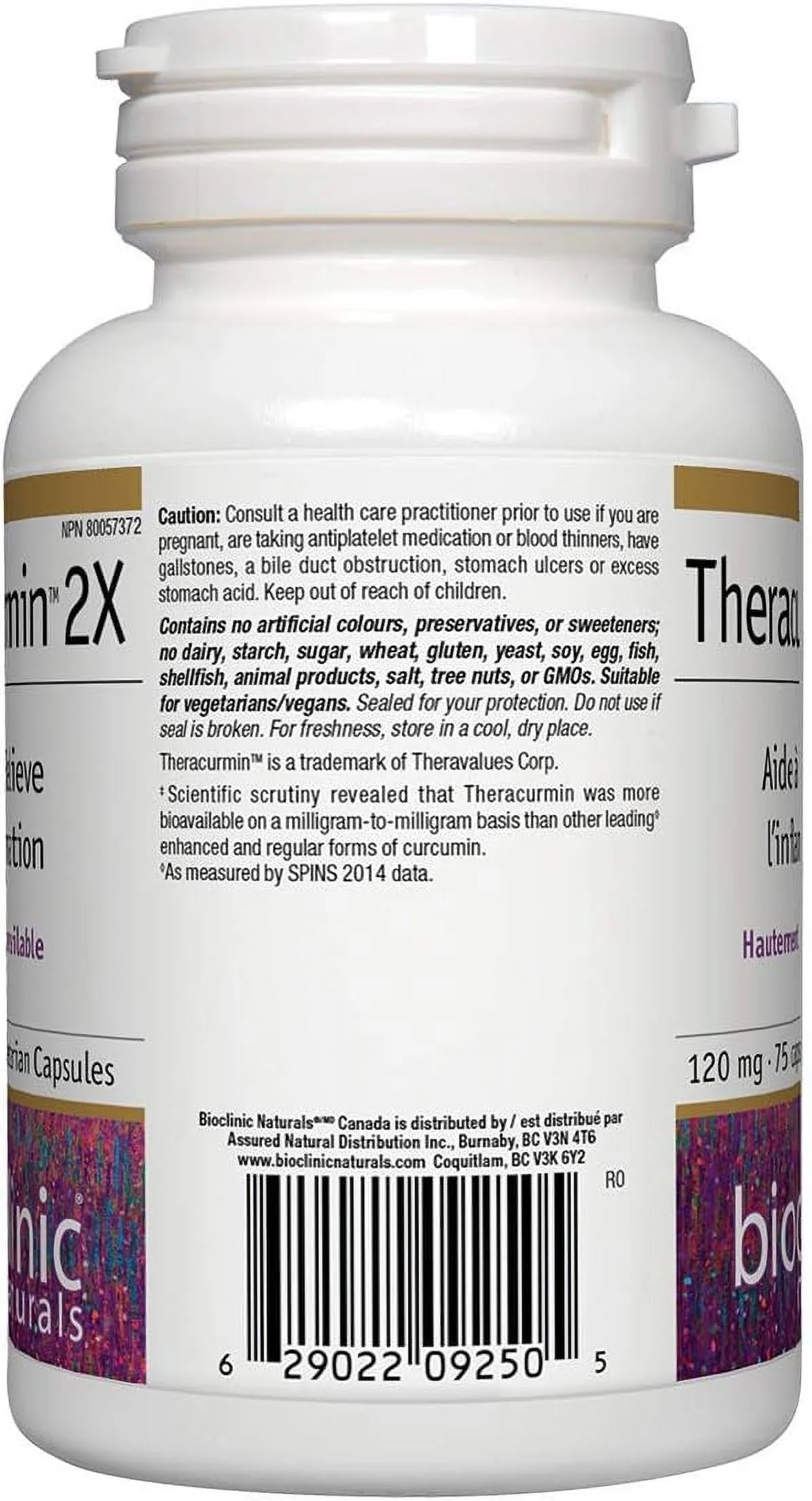 Bioclinic Naturals - Theracurmin 2X 75 VegCapsules 9250 Exp.9.18+ ASD