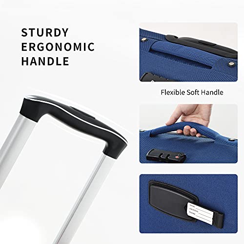 Merax Suitcase Set Softside 3-Piece Expandable Luggage with TSA Lock Spinner Wheels Lightweight Upright Luggage with Travel Bag(22/26/30 IN, Deep Blue)