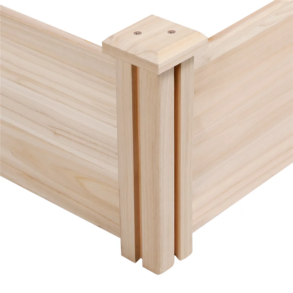 Easyfashion Wooden Raised Garden Bed,  96.7 x 24.6 x 10.6inch (L x W x H),Natural Wood