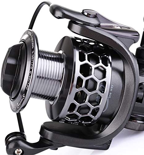 Sougayilang Fishing Reel 13+1BB Light Weight Ultra Smooth Aluminum Spinning Fishing Reel with Free Spare Graphite Spool