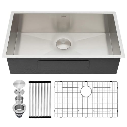 Kichae 12“ Deep Laundry Sink Undermount - 24 Inch Black Undermount Utility Sink Stainless Steel Single Bowl Under Counter Handmade Laundry Utility Room Basin