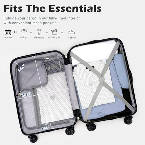 Coolife Luggage Suitcase Carry on Hardside PC+ABS Spinner TSA Lock Telescopic Handle