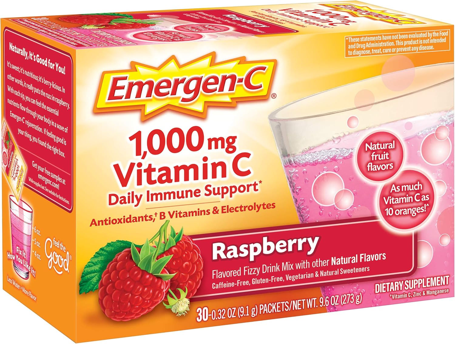 Alacer - Emergen-C Vitamin C Energy Booster Raspberry 1000 mg. - 30 Packet(s)