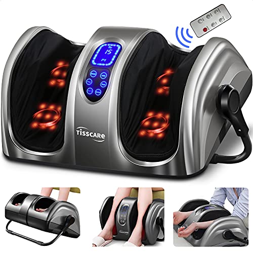 TISSCARE Shiatsu Foot Massager with Heat: Foot Massager Machine for Neuropathy, Plantar Fasciitis and Pain Relief-Massage Foot, Leg, Calf, Ankle with Deep Kneading Heat Therapy, Gift for Woman, Man