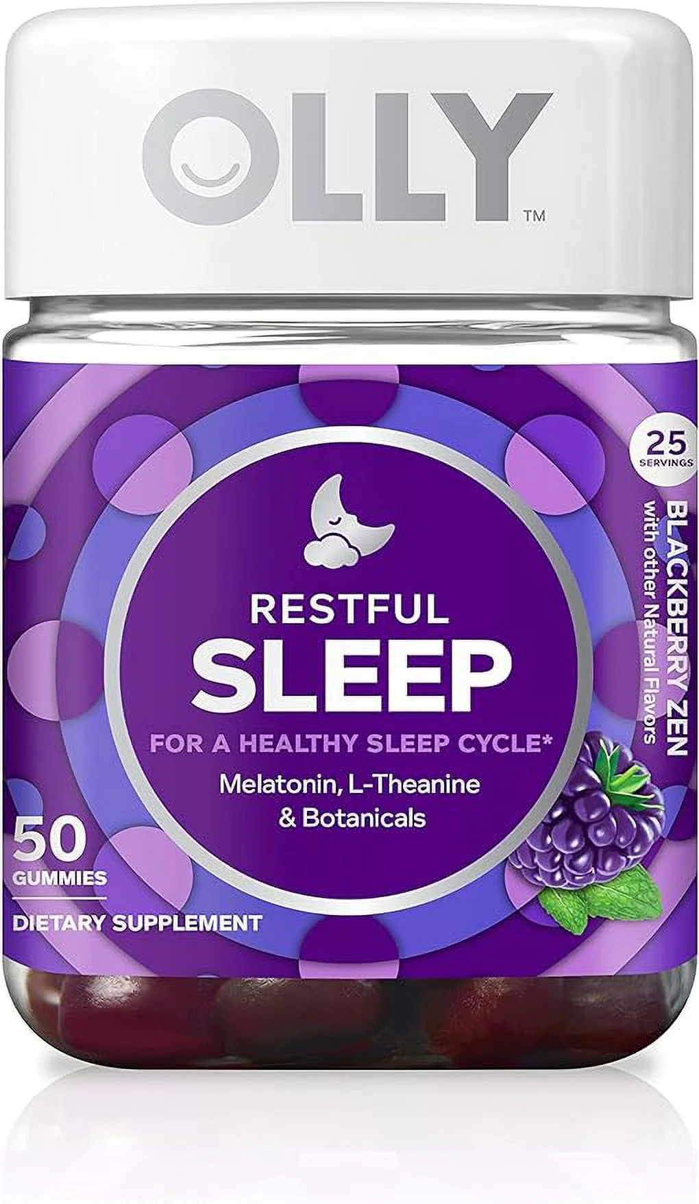 Olly Restful Sleep Gummy Supplements, Blackberry Zen, 50 Ea, 6 Pack