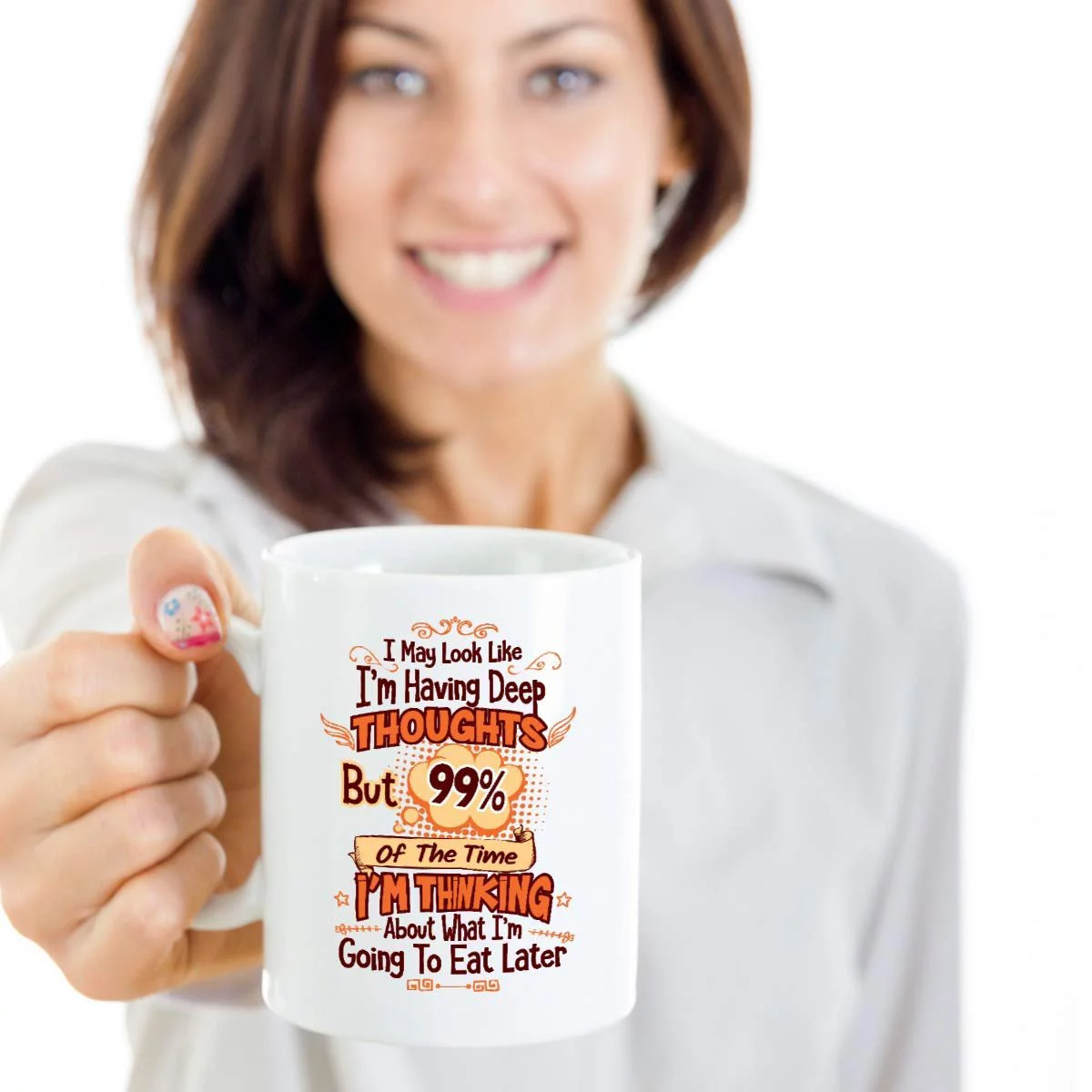 I'm Thinking About What I'm Going To Eat Later Funny 8 Hour Diet Plan Themed Quotes Coffee & Tea Gift Mug Cup And Utensils For Dieting Men & Weight Loss Conscious Women (15oz)