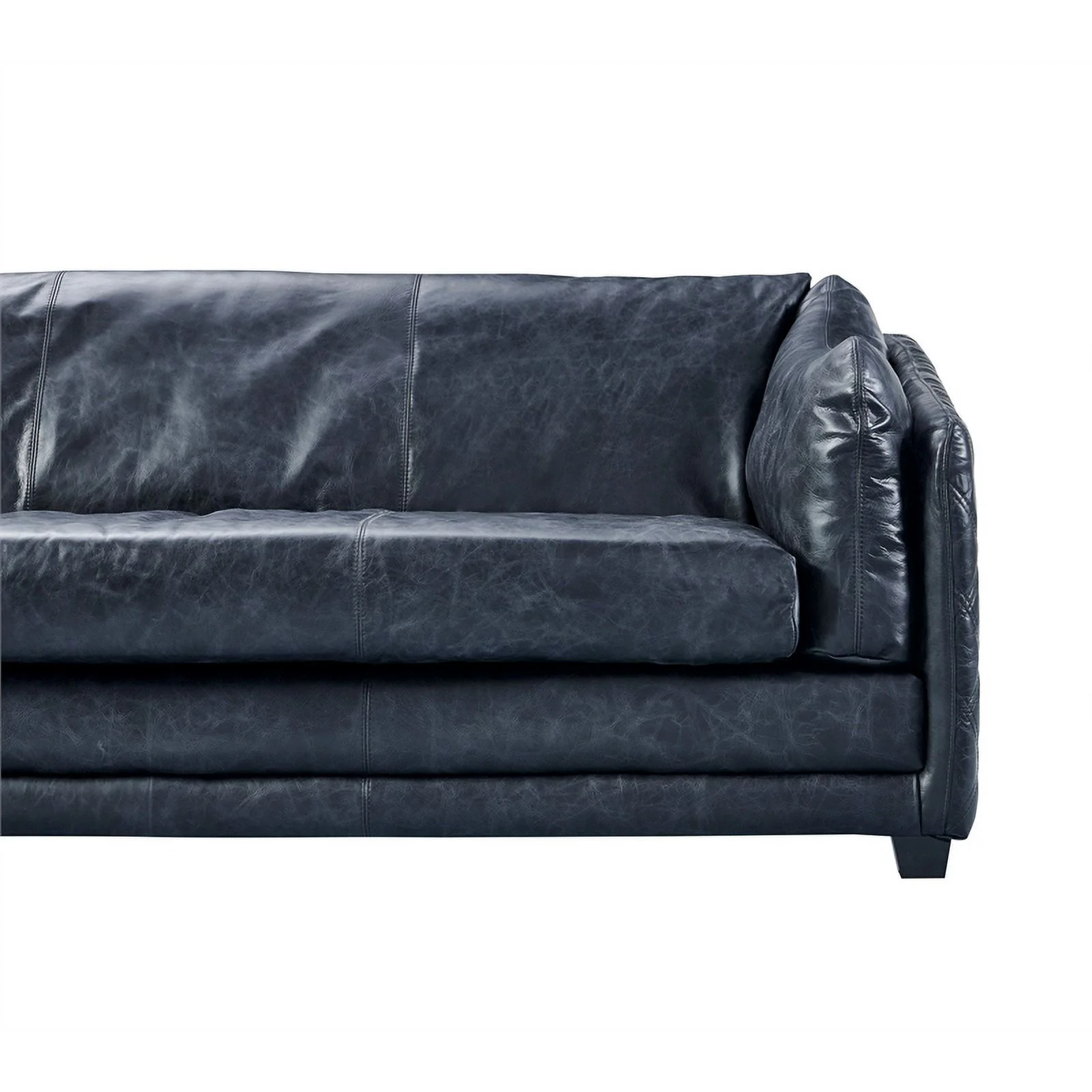 Crafters and Weavers Waco Contemporary Italian Leather Sofa in Slate