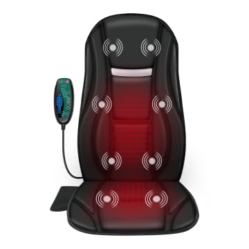 Snailax Vibration Back Massager with Heat, Seat Massager with 8 Vibrating Motors & 5 Modes, Chair Massager Cushion, Massage Pad for Chair, Office, Gifts for Lover