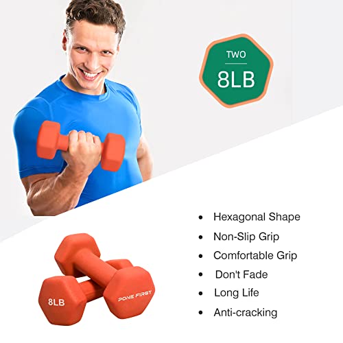 Dumbbell Hand Weight Pairs – Neoprene Dumbbell Exercise & Fitness For Home Gym Equipment and Adjustable Dumbbell Sets–Non-Slip, Color Coded Hex Shaped Free Weights For Women,Men 2LB 3LB 5LB 8LB 10LB Pounds