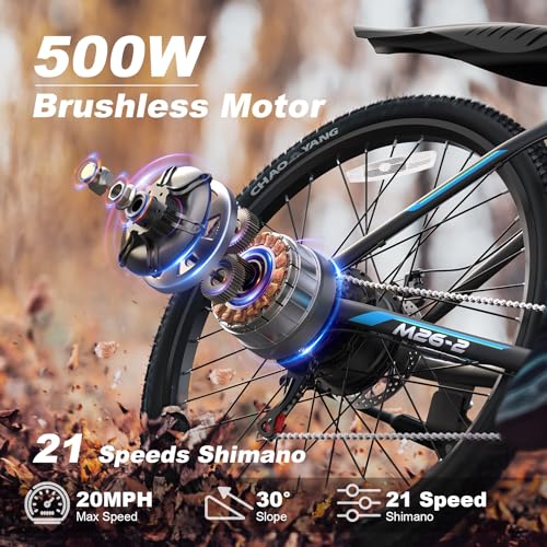 VARUN Electric Bike for Adults 500W (Peak 750W) Electric Mountain Bike, 45 Miles 20 MPH E Bike with 48V Removable Battery, 26