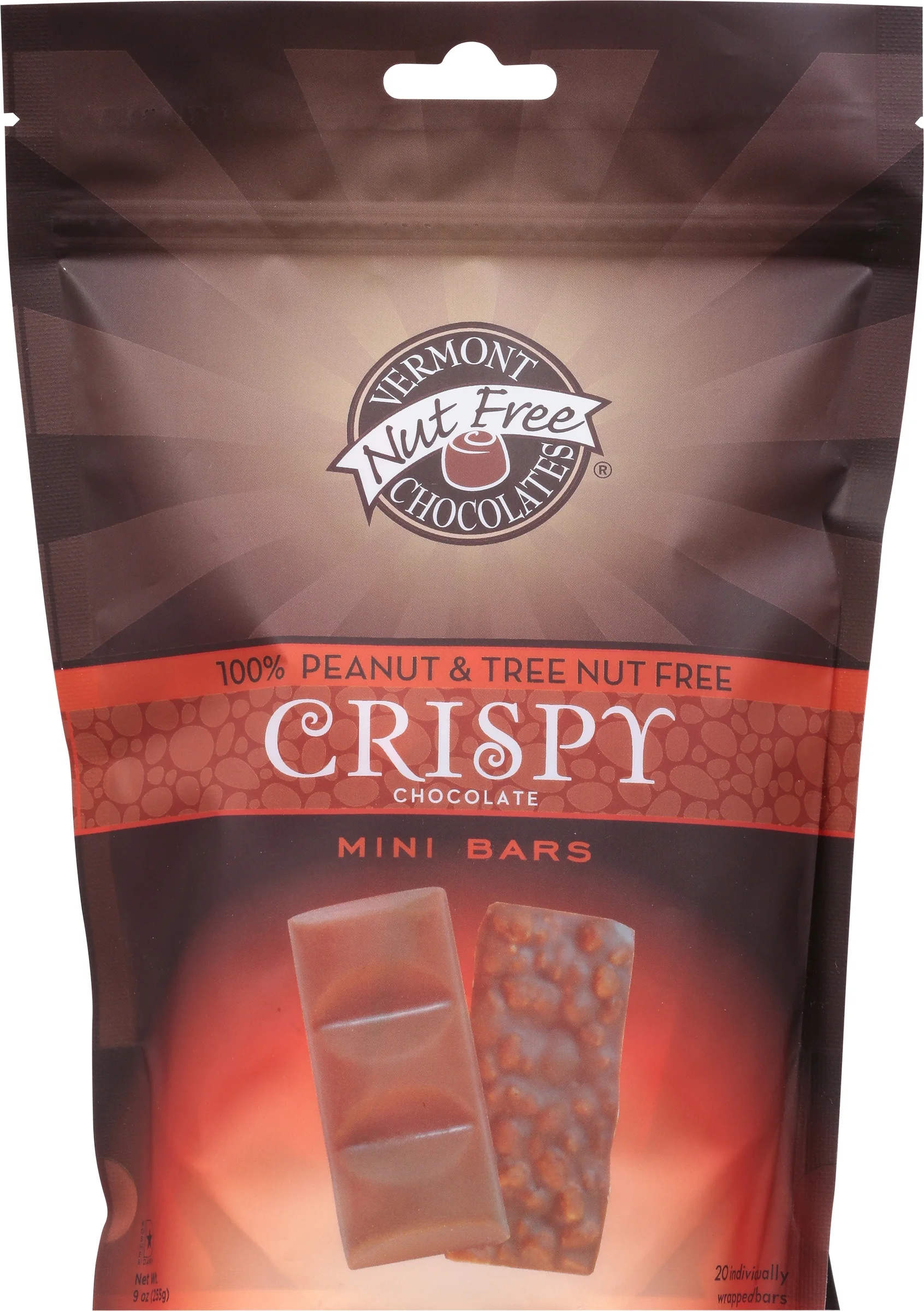 Vermont Nut Free Chocolates Mini Crispy Chocolate Bars (20 Bars, 9 oz.)