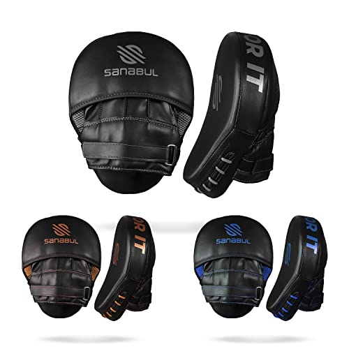 Sanabul Essential Curved Punching Mitts for Boxing, MMA Muay Thai Boxing Pads for Training, Punch Focus Mitts, Hand Pads Sparring Gear, Strike Shield
