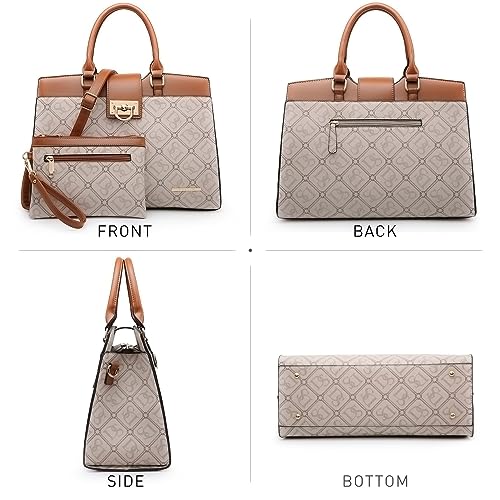 Dasein Handbags for Women Purses Monogram Satchel Purse Large Tote Ladies Handbag Shoulder Bags Top Handle Work Bag 2pcs Set