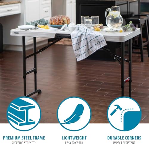 LIFETIME 80387 4-Foot Commercial Adjustable Folding Table, Almond