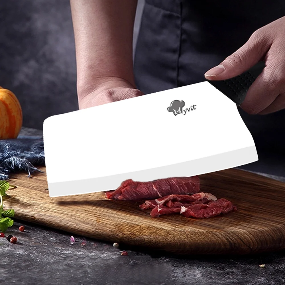 7inch Lager Ceramic Meat Cleaver Knife Set with Blade Covers 4