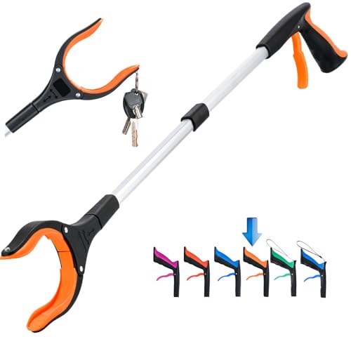 Grabber Reacher Tool,32 Inch Extra Long Foldable Pick Up Stick with Strong Grip Magnetic,360°Rotating Anti-Slip Jaw,Trash Claw Grabber Tool,Trash Picker Tool for Outdoor & Indoor (Purple)