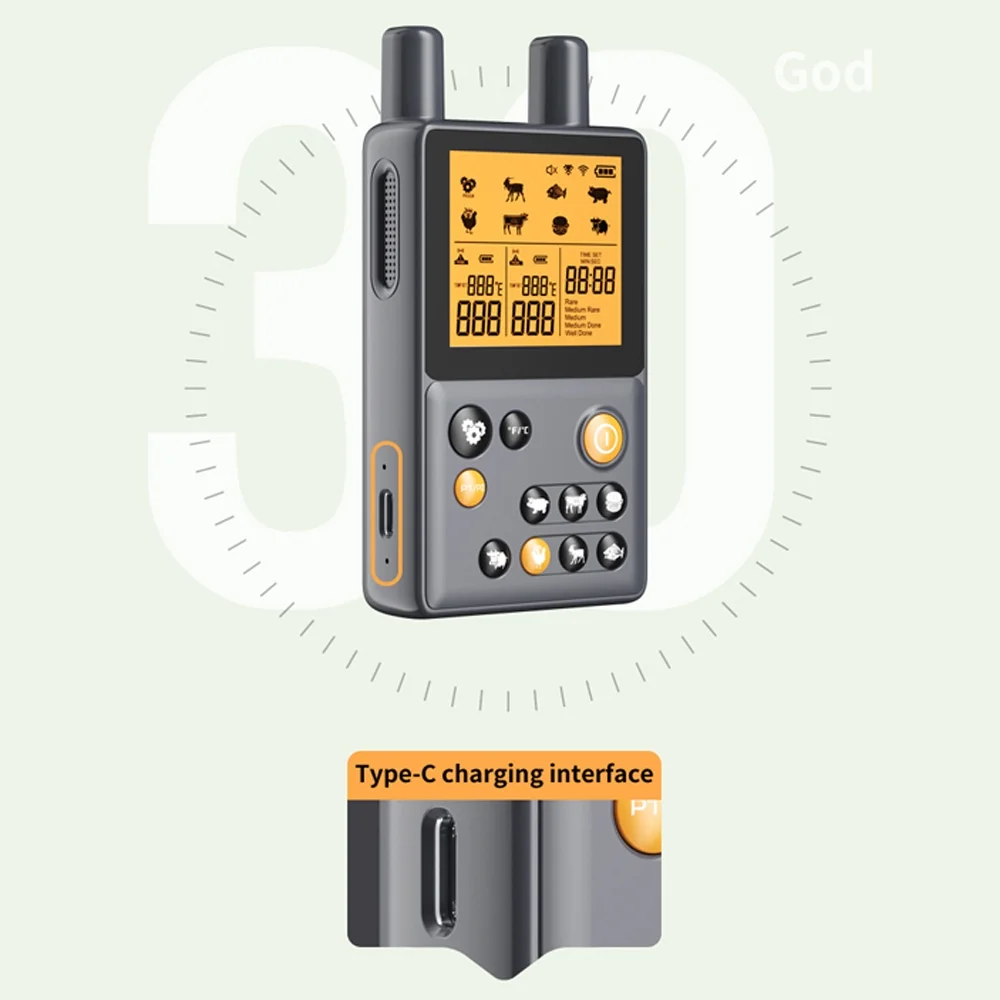 Pinnaco Thermometer,Amplifier Two Probes Instant Oven Free Instant Thermometer BT Meat Oven Thermometer BT Wire Thermometer Amplifier Dazzduo Thermometer Thermometer