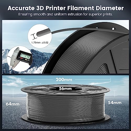 SUNLU 4kg PLA 3D Printer Filament Bundle, Neatly Wound PLA Filament 1.75mm ±0.02mm, Individually Vacuum Packed, 4kg in Total, 1kg per Spool, 4 Pack, 4000g, 4Black
