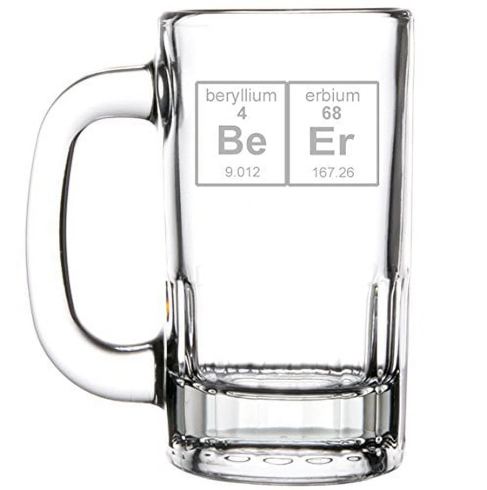 12oz Beer Mug Stein Glass Geek Nerd Beer Periodic Table