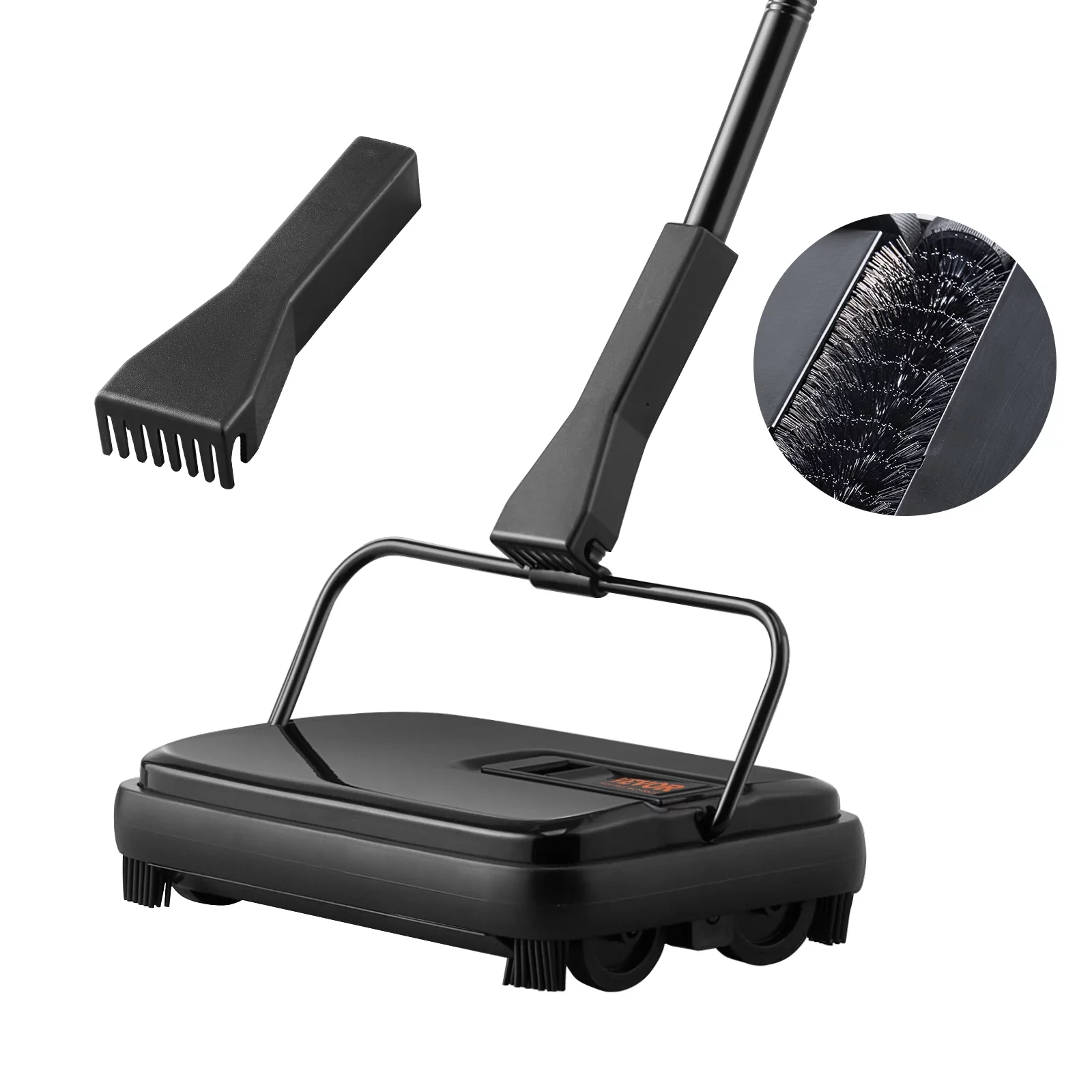 BENTISM Carpet Sweeper Floor Sweeper Manual 7.87 in Sweeping Paths Non Electric with Horsehair for Home Office Low Carpets Rugs Undercoat Carpets Pet Hair Dust Scraps Paper Small Rubbish (Black)