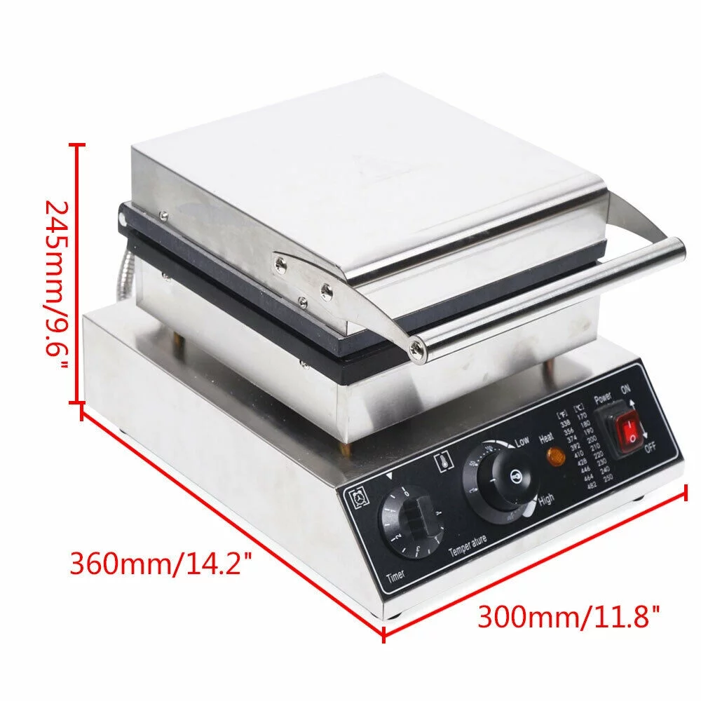Waffle 4 Slices Machine 1750W Baker Commercial Electric Waffle Maker Non-Stick Waffle Maker