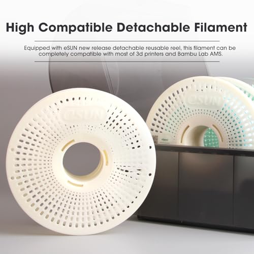 eSUN PLA+ Refilament 1.75mm and Upgarded eSpool+ Set, Reusable and Removable Filament Spool Replacement with 3D Printer Refill PLA Plus, 1KG Spoolless 3D Printing Filament, Cold White