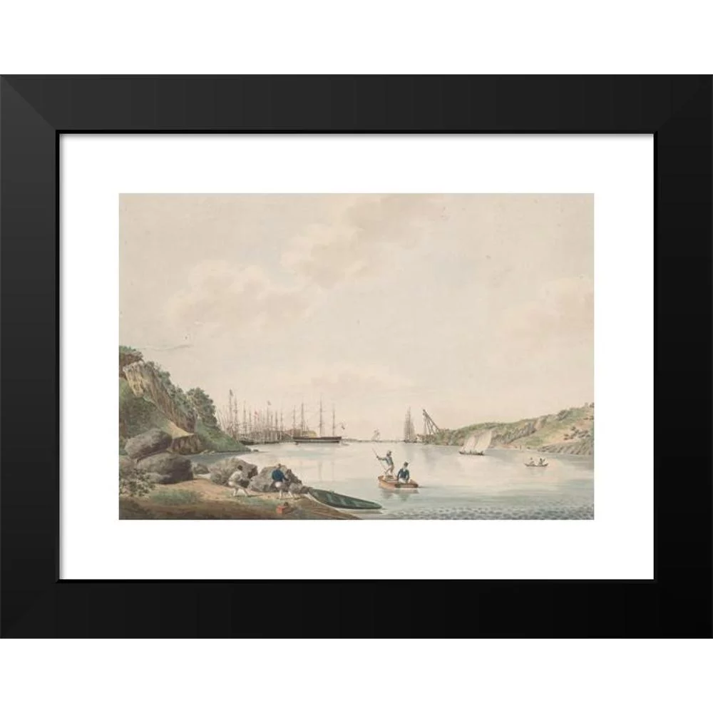Reinier Frederik baron van Raders 18x13 Black Modern Framed Museum Art Print Titled - View of the Port of Curacao (C. 1825)