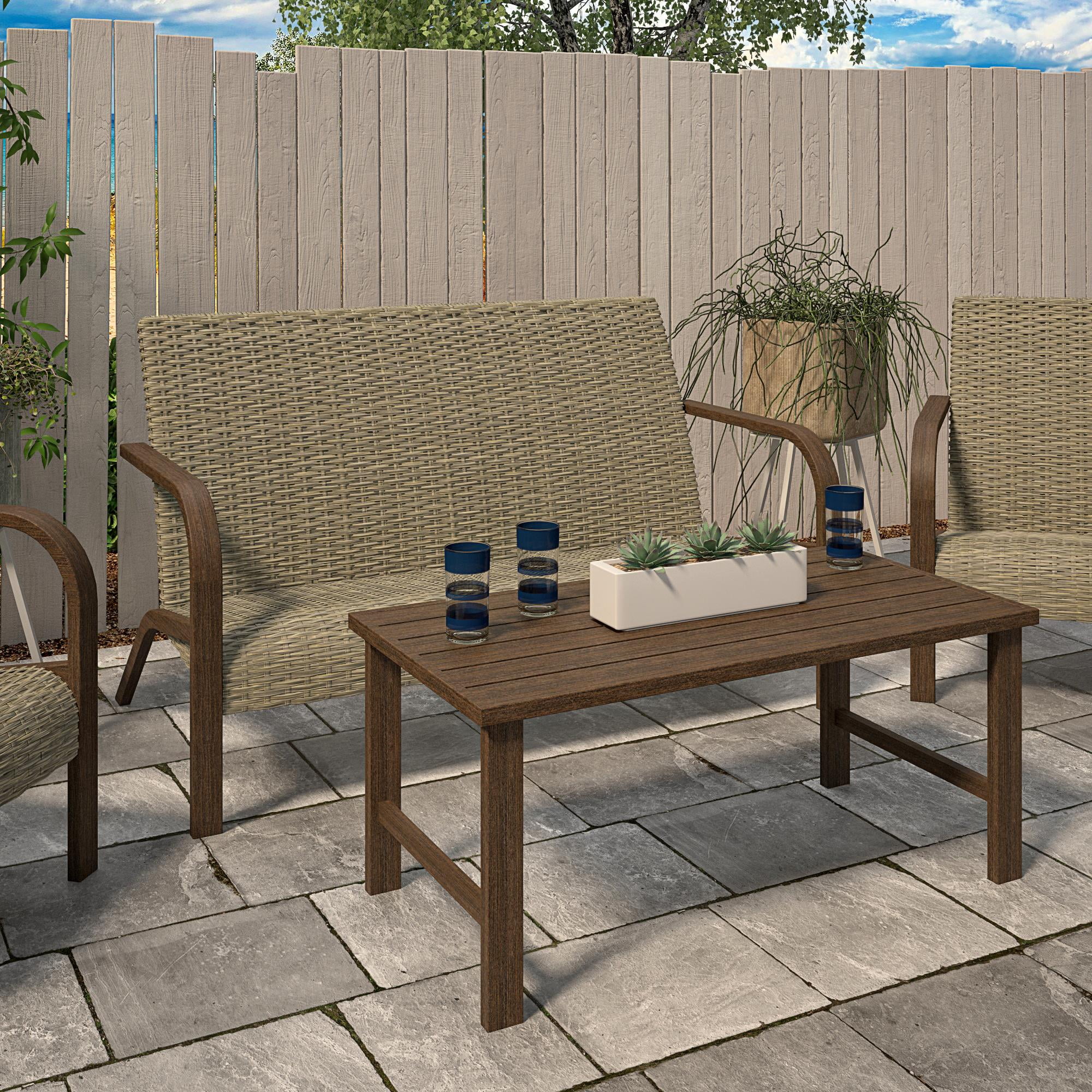 COSCO Outdoor Living, SmartWick, Patio Furniture Set, Loveseat and Coffee Table, Warm Gray