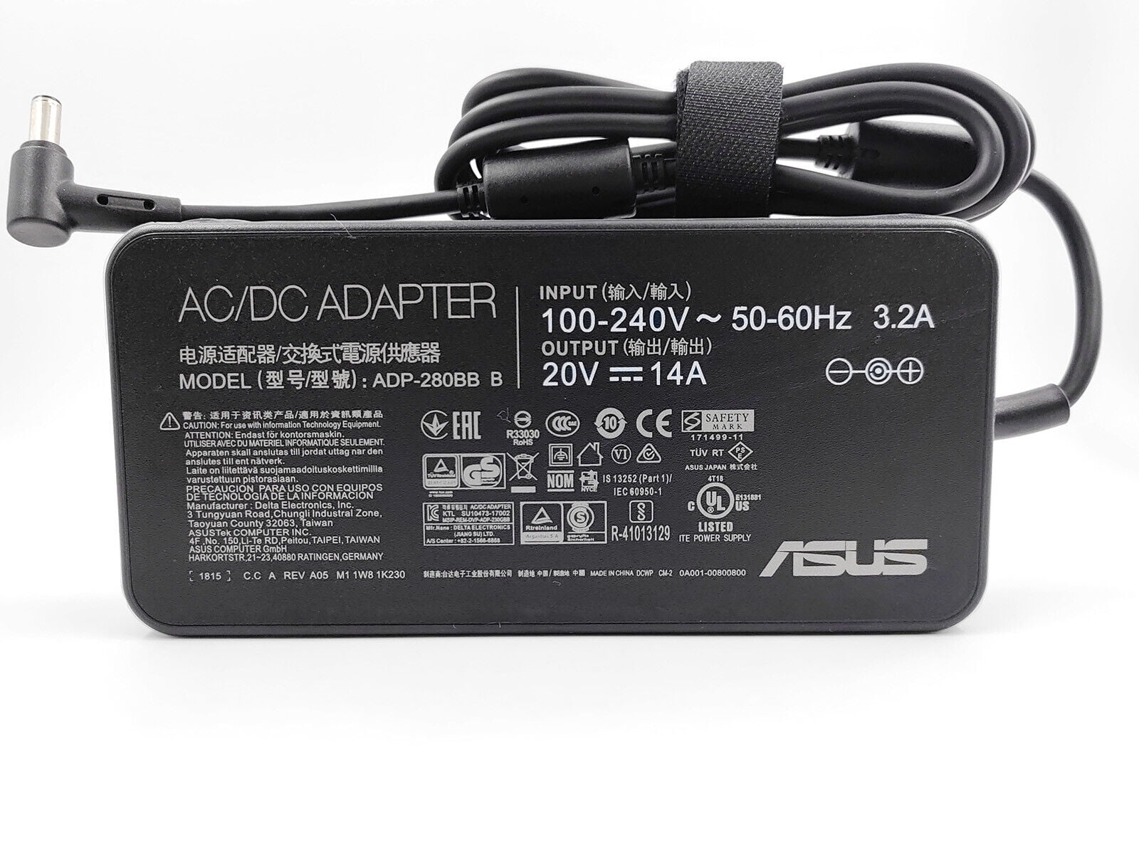 New Genuine 280W 20V 14A AC Charger Compatible with ASUS ROG G703GX-EV017FR E5019T E5042T G703GS-WS71 WS74 G703GI E5036T E5011T E5001R G703GI WS91K XS98K E5094T ADP-280BB B Laptop Power Supply Adapter