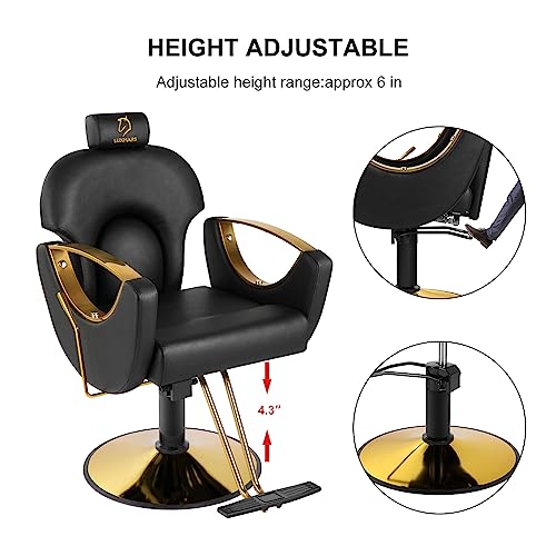 Reclining Barber Chair Salon Chair Height Adjustable Hydraulic Chair Barber Chairs Salon Hydraulic Recliner Chair Hydraulic Pump Profession Shampoo Chair Beauty Salon - Pink
