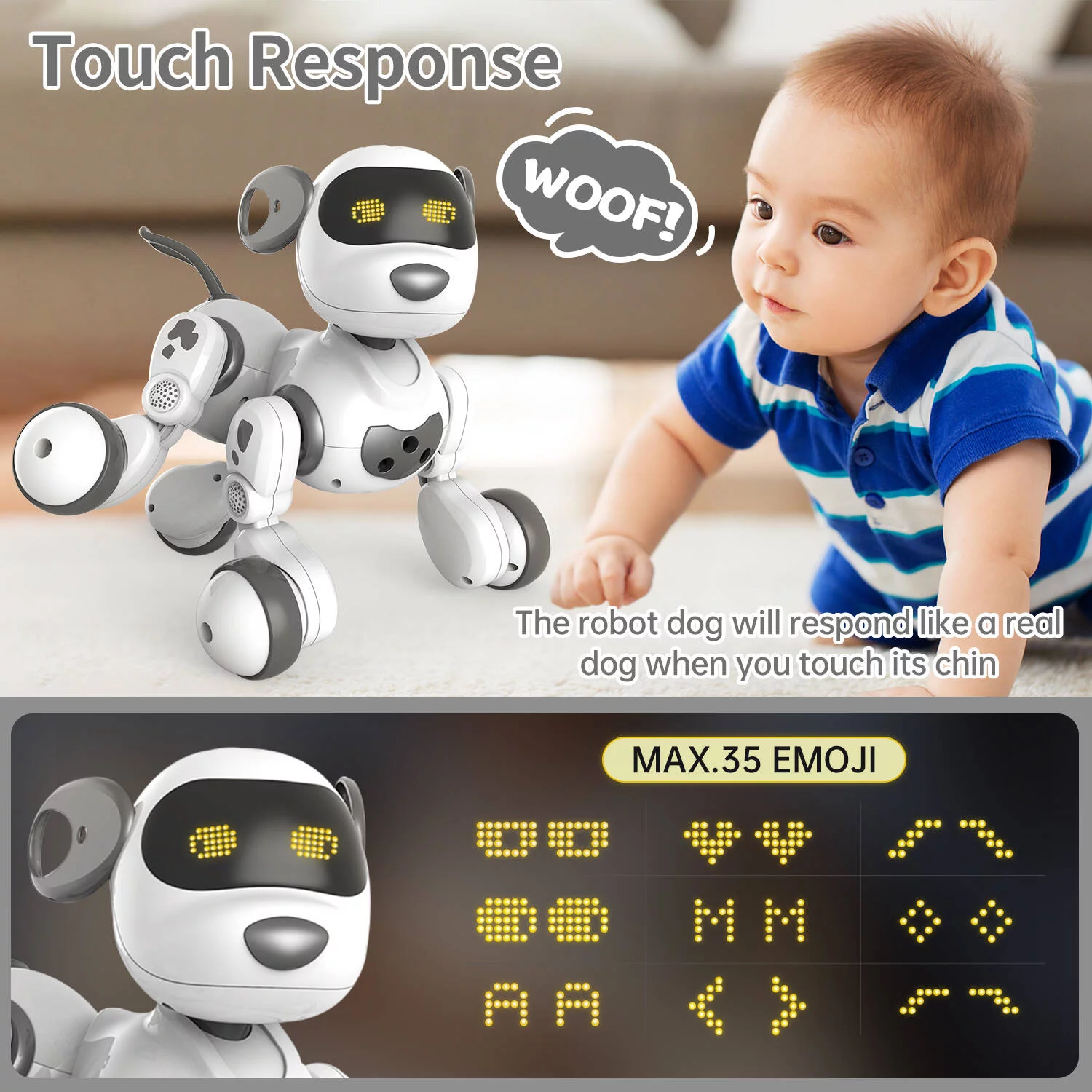 Remote Control Robot Dog Toy with Touch Function and Programmable,Smart Interactive Stunt Robot Dog Toy