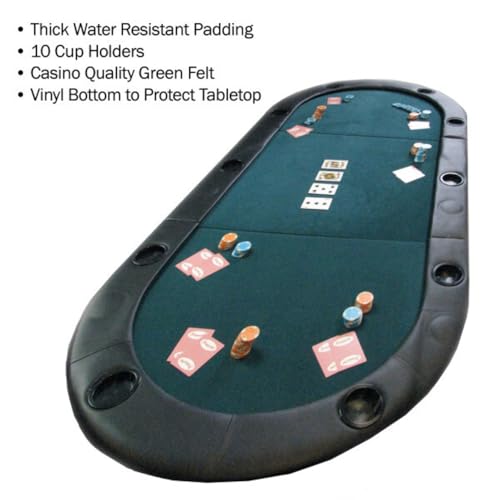 Trademark Texas Hold'em Poker Padded Table Top with Cupholders,Green