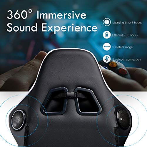 GTRACING Gaming Chair with Footrest Speakers Video Game Chair Bluetooth Music Heavy Duty Ergonomic Computer Office Desk Chair