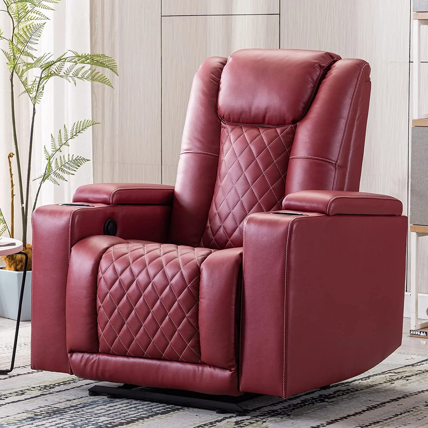 salable Power Recliner Chair Set of 3  PU Leather Electric Home Theater Seating with USB Ports and Cup Holders  Black Overstuffed Reclining Furniture with Hidden Arm Storage