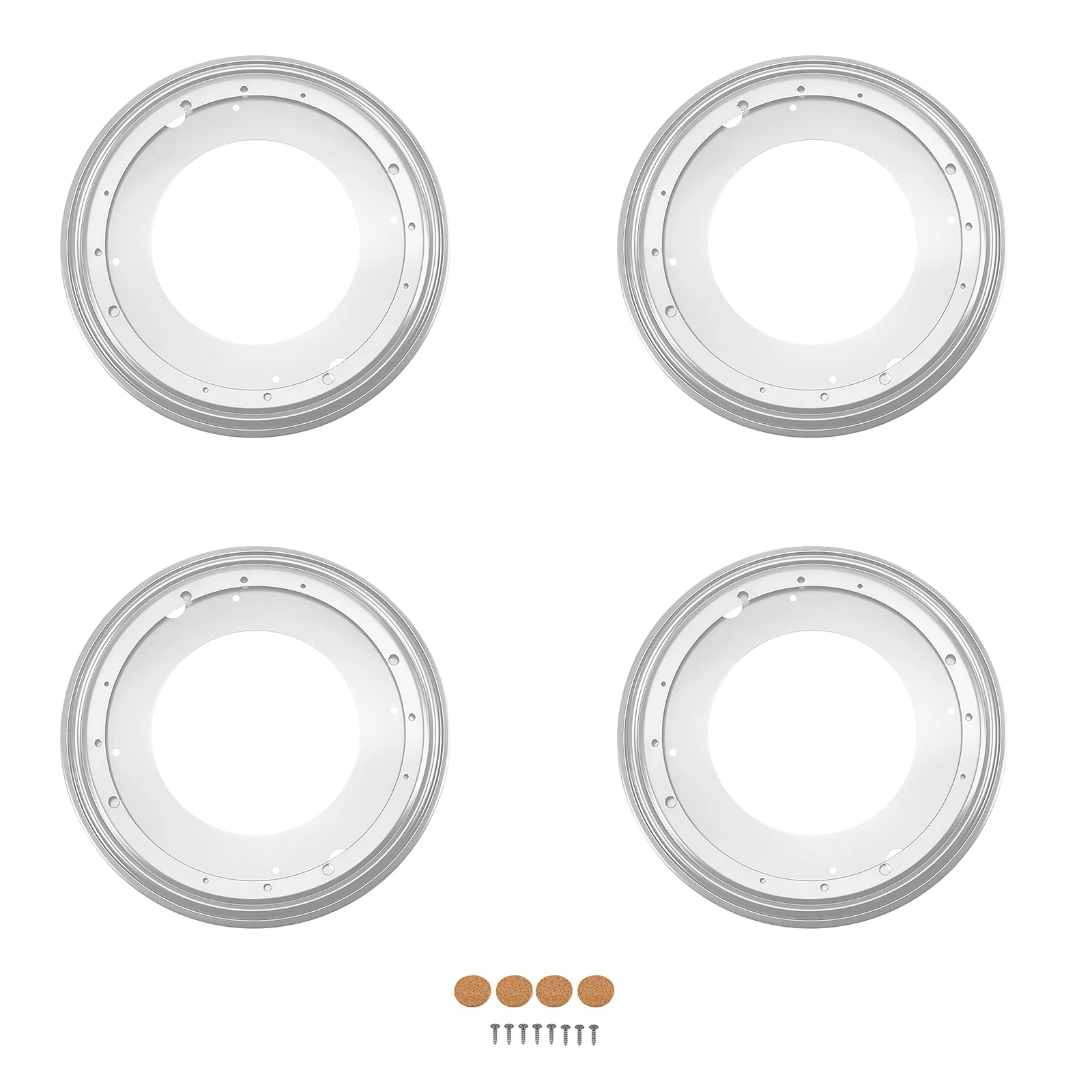 SEUNMUK 4 Pack 12 inch lazy Susan Hardware, 100 LBS Capacity Turntable Swivel Base Plates with Screws and Pads, Lazy Susan Turntable Ball Bearing Rings for TV Stand, Chair, Table