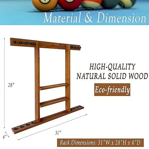 Wall Mount Pool Cue Stick Holder Hold 8 Cues, Pool Stick Holder, Billiard Cue Rack For Pool Table Accessories. Pool Table Stick Holder Made Of 100% Solid Wood (Mahogany)