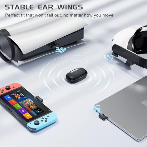 IAMJOY Gaming Earbuds, 20ms Ultra-Low Latency Wireless Earbuds, 90H Playtime, 2.4GHz Dongle & Bluetooth, Noise-Canceling Mic, Compatible with Meta Quest 3/2, PS5/4, Switch, Steam Deck, PC